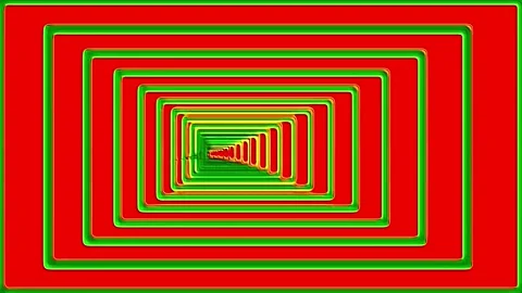 Retro rectangle tunnel trail in neon green on red  Video stock 269012104