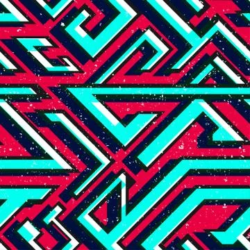Retro red color geometric seamless pattern Stock Illustration