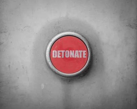 Retro Red Detonate Button Foto stock
