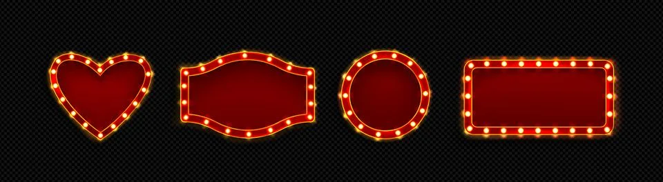 Retro red frame with light bulbs. Stock Illustration