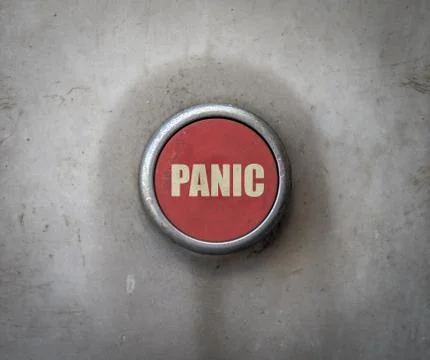 Retro red industrial panic button Stock Photos