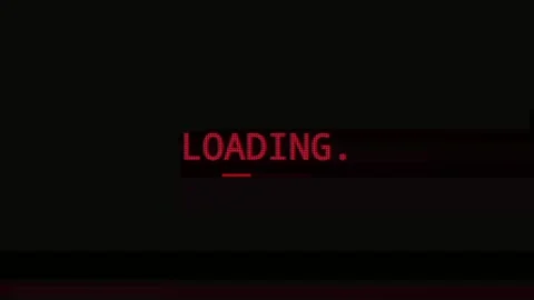 Retro Red Loading Progress Bar with Digital Glitch and Pixel Text Effect Vídeos de archivo 347426472
