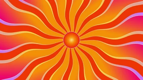 Retro Red Orange Flat Wavy Sun Beams Background Loop Stock Footage 232925999