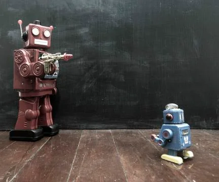 Retro red robot techer Stock Photos