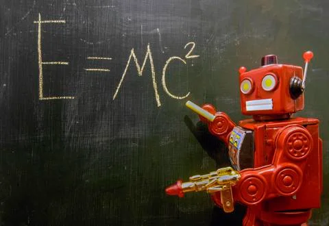 Retro red robot techer Stock Photos