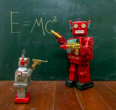 Retro red robot techer Stock Photos