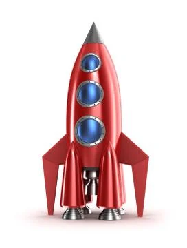Retro red rocket. Isolated on white. Stock Illustration
