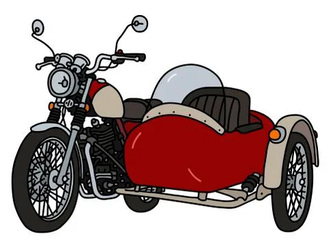 The retro red sidecar Stock Illustration