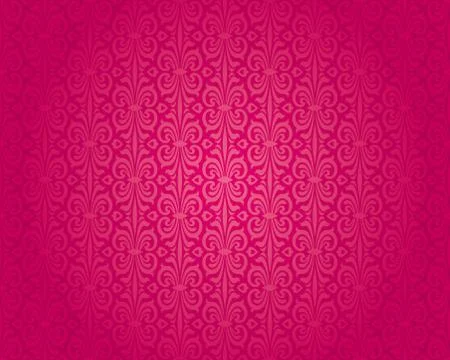 Retro red vintage wallpaper pattern vector seamless background Stock Illustration