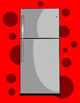 Retro refrigerator cooler vector template Stock Illustration