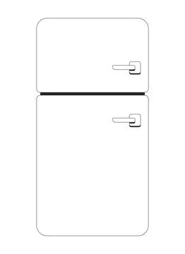 Retro refrigerator with two compartments 2D line object イラスト素材