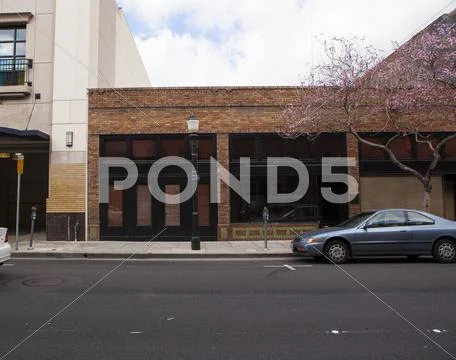 Retro revival store front street view Stock Photos