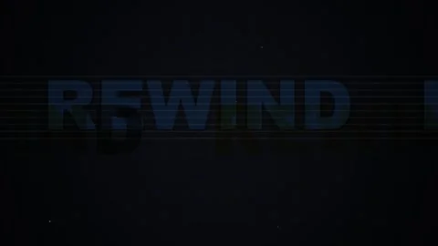 Retro Rewind Glitch Effect on Dark Background with Blue Text Stock Footage 346660817