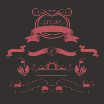 Retro ribbons set Stock Illustration