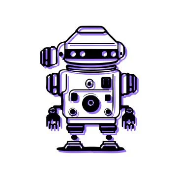 Retro Robot Character Design. Concept of technology, innovation, and future. Stock Illustration