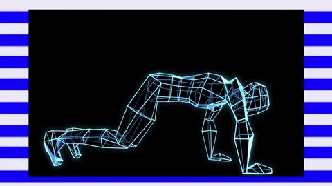 Retro Robot Exercises Jump Push ZX Spectrum Style Animation Stock Footage 247472403