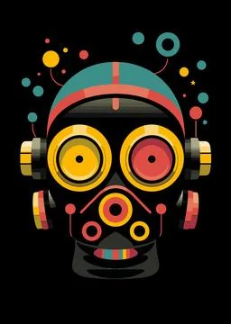 Retro Robot Head Vector Illustration Stock Illustration