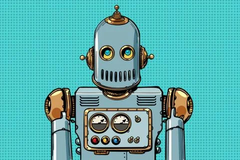 Retro robot portrait 库存插图