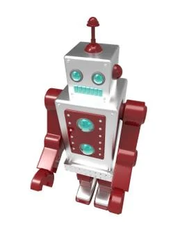 Retro robot on white background with clipping mask Stock Illustration