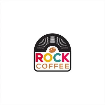 Retro rock coffee logo vector template 스톡 일러스트