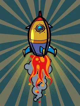Retro rocket launch, startup concept. Space transport Stock-Illustration
