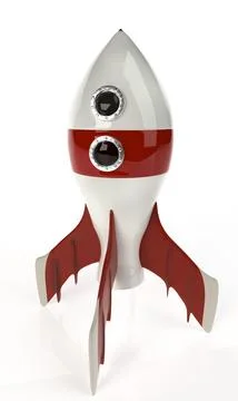 Retro rocket space ship isolated on white Stock Photos