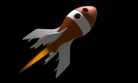 Retro rocket space ship isolated on black Stock Photos