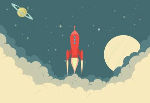 Retro Rocket Spaceship Stock Illustration