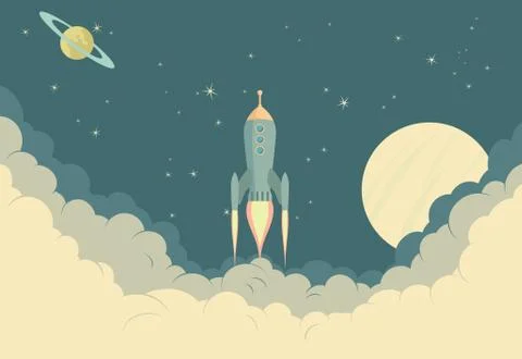 Retro Rocket Spaceship Stock Illustration