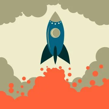 Retro rocket vector start up business Stock Illustration