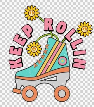 Retro Roller Skate - Keep Rollin - Distressed Png Illustration Illustrazione stock