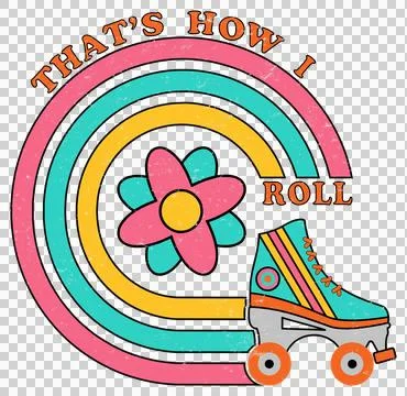 Retro Roller skate - That's How I Roll - Distressed Png Illustration Illustrazione stock
