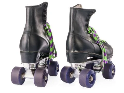 Retro roller skates isolated on white background Stock Photos