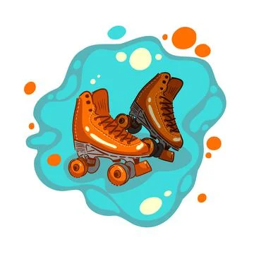 Retro roller skates - vector illustration - Hand drawn 스톡 일러스트