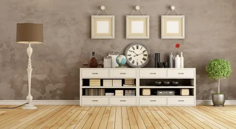 Retro room with sideboard Illustrazione stock