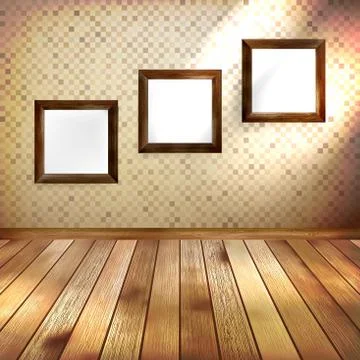 Retro room with three frames. EPS 10 Stock Illustration