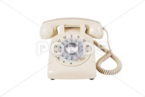 Retro rotary vintage telephone on white background Stock-Fotos