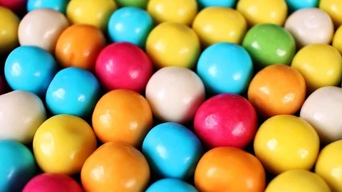 Retro round bubble gum video rotating food closeup background. Colorful texture. 動画素材 92704756