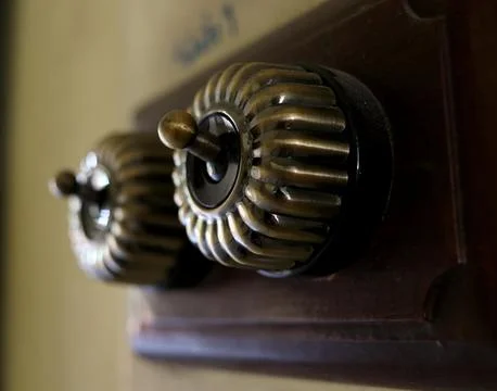 Retro round light switch. Foto stock