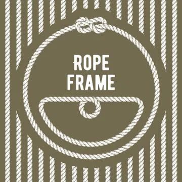 Retro round rope frame with knot on stripy background Stock Illustration