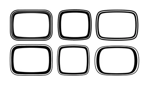 Retro Rounded Rectangle Frame Set for Vintage Screen Design Illustrazione stock