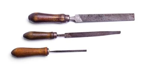 Retro rusty rasp file isolated on white background Stock Photos