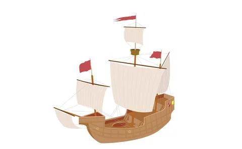 Retro sail ship vector isolated on white background. EPS10. Stock Illustration