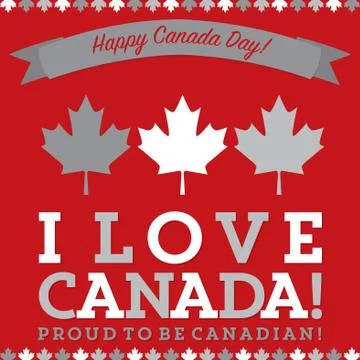 Retro sash Canada Day maple leaf card in vector format. Stock Illustration