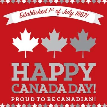 Retro sash Canada Day maple leaf card in vector format. Stock Illustration
