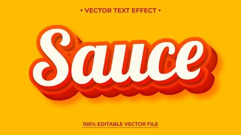 Retro Sauce Text Effect with Orange and White Layers on a Yellow Background Stock Illustration