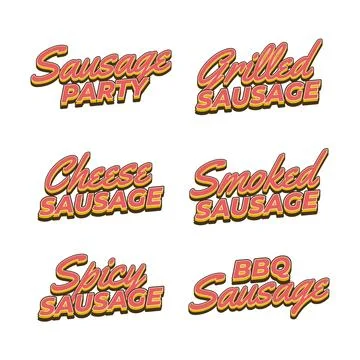 Retro Sausage Text Effect Set with Tasty Food Typography Style Illustrazione stock