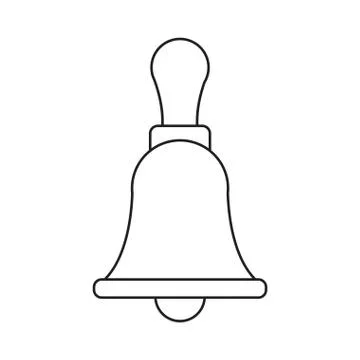 Retro school bell handle thin line Illustration
