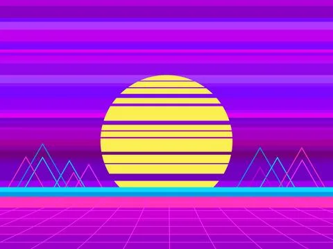 Retro sci-fi background with retro sun and 80s style perspective grid. Futu.. Stock Illustration