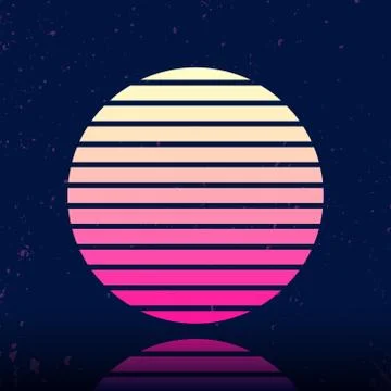 Retro sci-fi background with stylized sun Stock Illustration